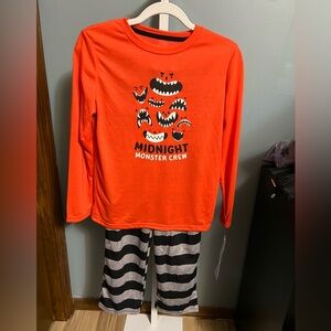 ☃️$5☃️Cat & Jack Monster Long Sleeve Shirt Pants Pajama Set Orange Gray Black